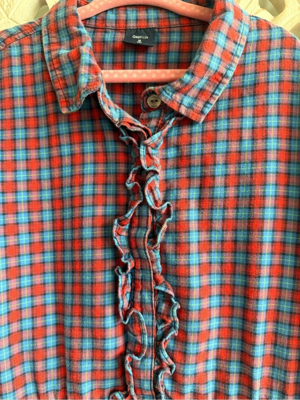 GapKids Size M (8) Flannel Ruffle Shirt Dress